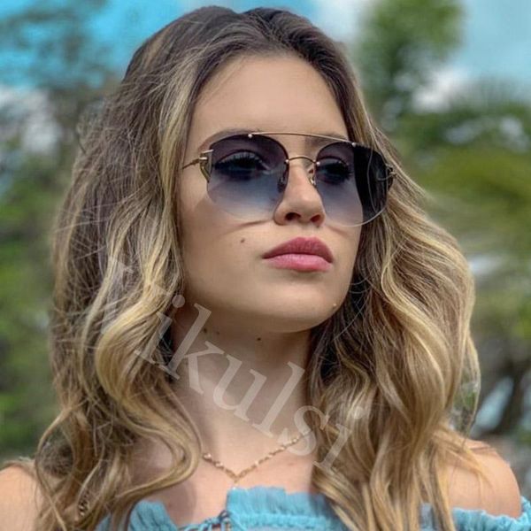 

fashion 2020 ladies square sunglasses women rimless shades men vintage brand designer gradient sun glasses for female, White;black