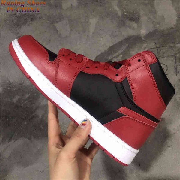 

1 reverse banned basketball shoes mens 1s black red designer sports sneakers ship with box size us7-12 quality