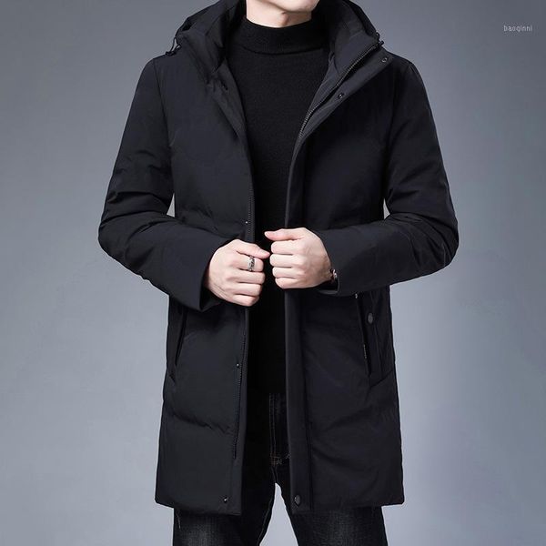 

down jacket men long type new winter coat thickened cold protective closing male 90% white duck down1, Black