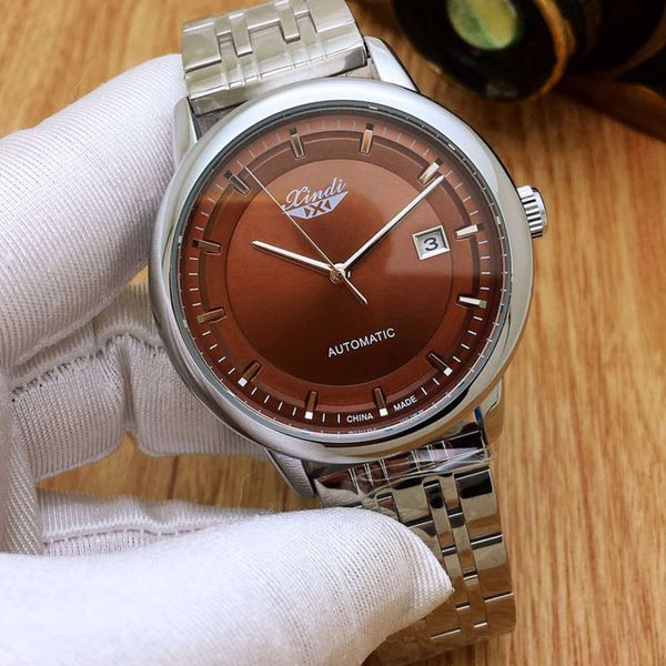 

strap factory made xindi calendar steel automatic mechanical watch casual men's watch waterproof, Slivery;brown