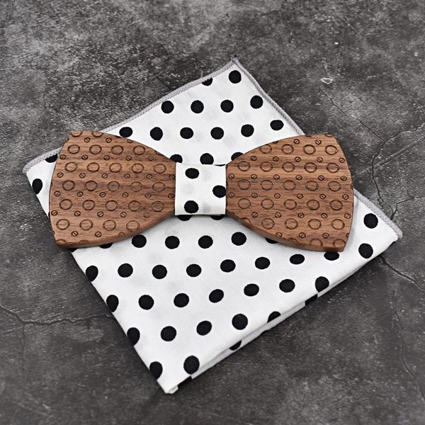 

mahoosive neckwear tie accessories solid business handkerchief wood bow men's wooden bow tie pocket square set ties for wedding q wmtmh, Black;gray