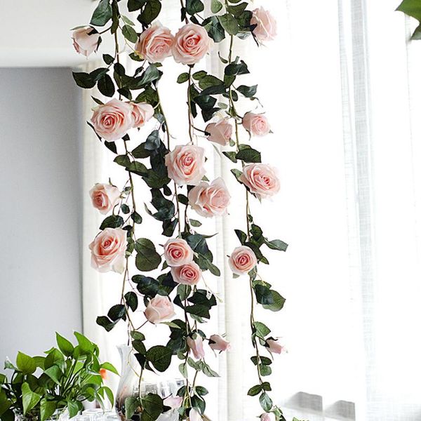 

decorative flowers & wreaths 1.8m silk roses artificial rose rattan wedding home decoration fake flower ornament wall leaf diy hanging garla