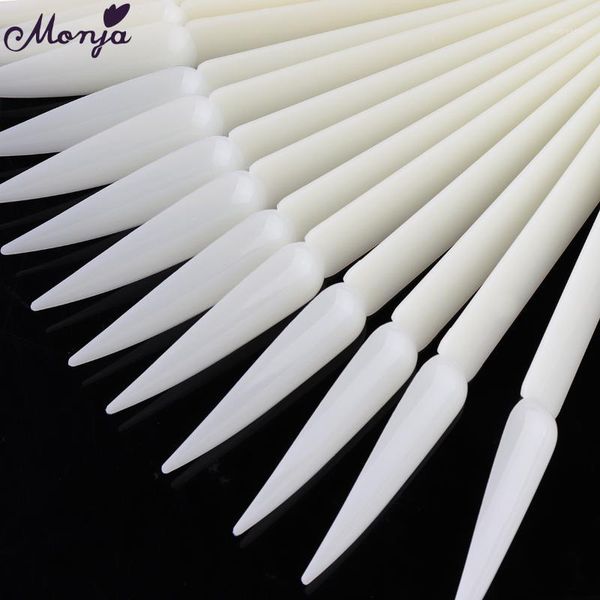 

arts and crafts monja 40pcs sharp fan shaped nail art false tips polish gel color practice display showing card sticks manicure tool1