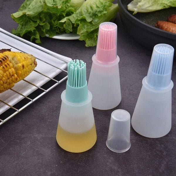 

new}food grade silicone bottle high temperature with lid barbecue baking controllable bbq oil brush dhb2091