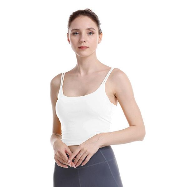 

gym clothing sports vest women sleeveless nylon slim shockproof navel sling bra yoga wear beautiful back sportswear 2021, White;black