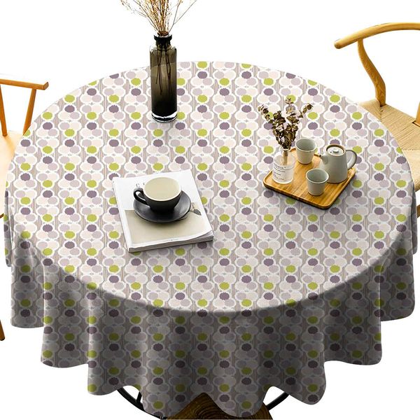 

luxurious round table cloth wrinkle resistant bohemian circles pattern abstract geometrical figures lined background