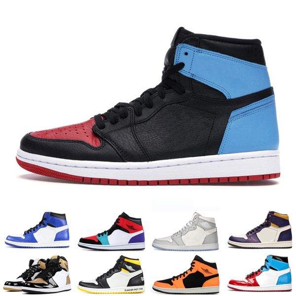 

new arrival men basketball shoes jumpman 1 1s pine green unc to chicago obsidian women mens sports sneakers 36-46, White;red