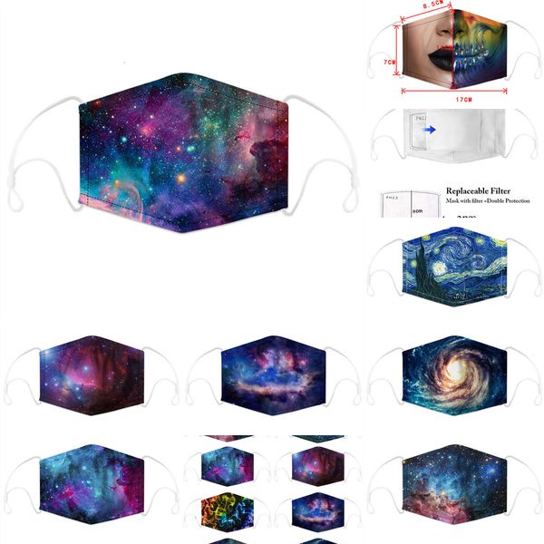 

with 2pcs replaceable pm2.5 filter reusable starry digital print cotton washable breathable dustproof masks anti sm ob78d