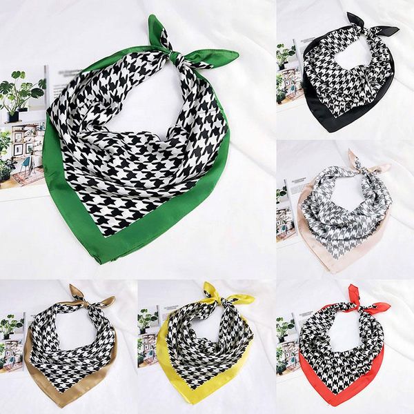 

1Pcs Women Fashion Wristband Wraps Scarf Kerchief Female Bandana Shawl Small Neck Scarf Print Square Silk DIY Hair Band, Blue;gray