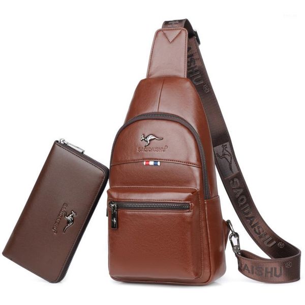

new men's large capacity chest sling bag travel satchels hiking crossbody messenger shoulder bags solid men leather chest bags1