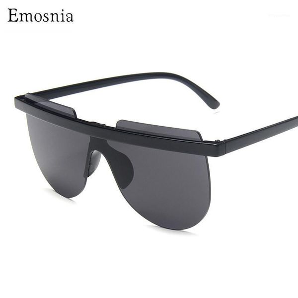 

emosnia 2020 women new fashion oversized rimless sunglasses retro vintage cool one piece sun glasses street snap eyewear uv4001, White;black
