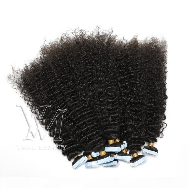 

vmae in stock immediate delivery 28 inch natural color remy 50g italian curly water wave 3a 3c virgin natural tape in human hair extension, Black