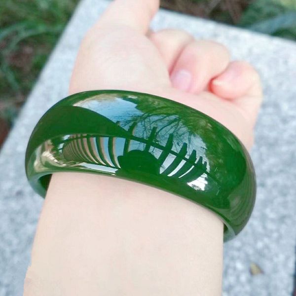 

natural xinjiang hetian biyu 54mm64mm green bracelet elegant princess bracelet send mom to girlfriend, Black