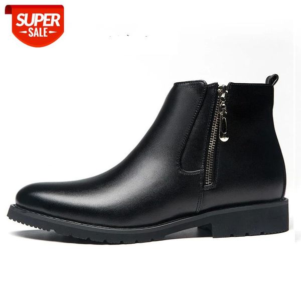 

2020 new retro zipper men boots leather classic men's shoes comfortable soft male warm winter snow boots outdoor men's footwear #0