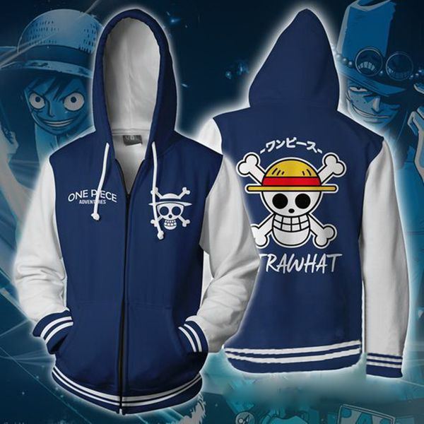 

2021 new men 3d hoodies for anime one piece luffy cosplay hoodie coat casual sweatshirts jacket p6f8, Black