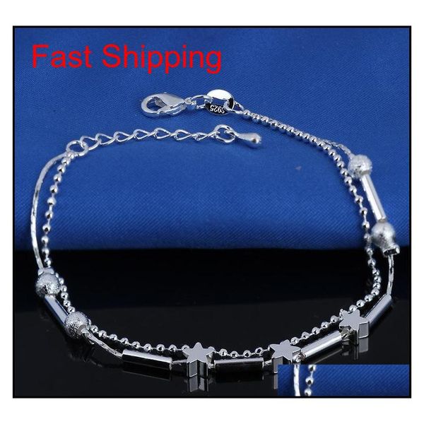 

new 925 sterling sliver ankle bracelet for women foot jewelry inlaid zircon anklets bracelet on a leg jllwhy bdesybag, Red;blue