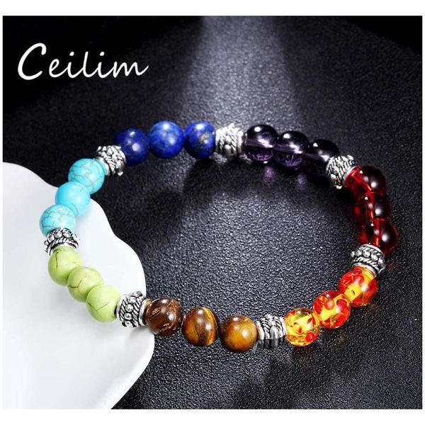 

new fashion stone bead jewelry 7 reiki chakra healing balance beaded bracelet for women prayer balance stretch sqccrn homes2007, Black