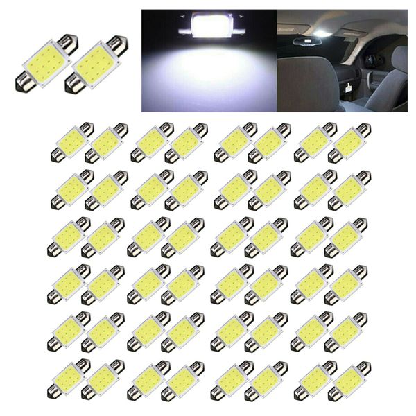 

50pcs 31mm 36mm 39mm 41mm led cob car bulbs reading lighting auto dome lamps bulb luggage compartment light 12v 24v