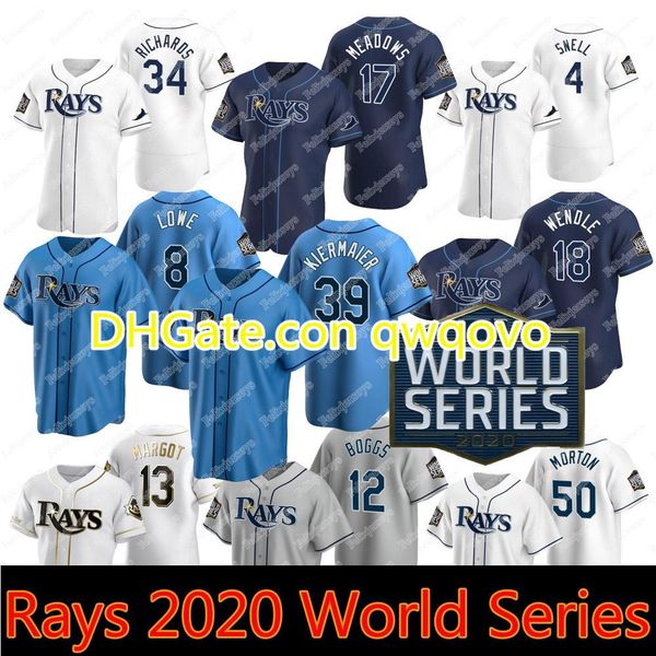 

kevin kiermaier 2020 world series baseball jersey willy adames randy arozarena manuel margot blake snell charlie morton austin meadows, Blue;black
