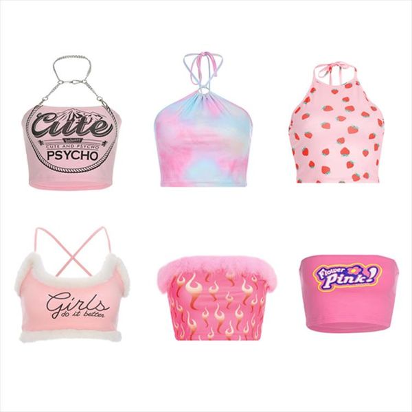 

pink women summer casual tank young style halter vest sleeveless sling crop cute sweet sleeveless girls ladies camis, White