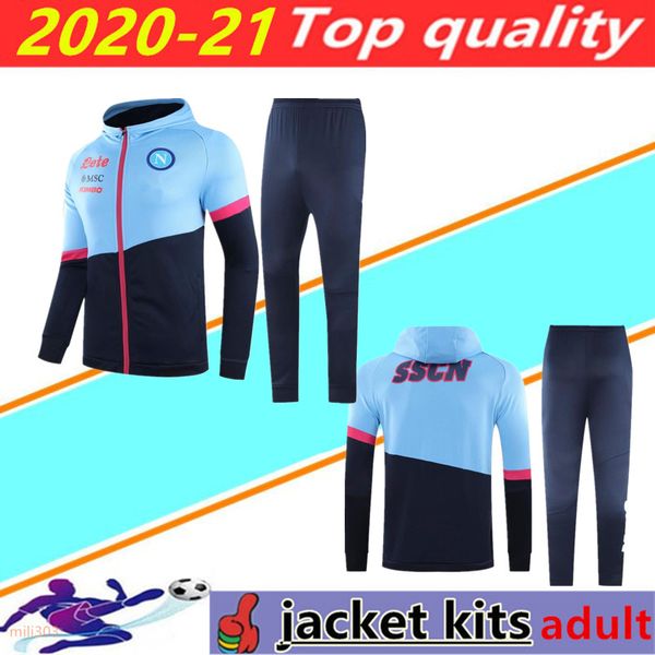 

2020 2021 napoli tracksuit hamsik insigne callejon zielinski football tracksuit 20 21 ssc naples long zipper jacket set soccer training suit, Black
