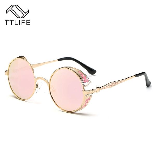 

ttlife men women classic steampunk sunglasses men and women sunglasses retro round metal glasses retro, White;black