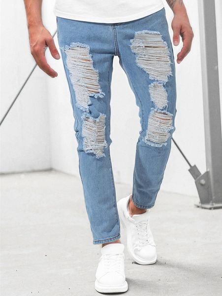 

men slant pocket ripped jeans b3qw#, Blue