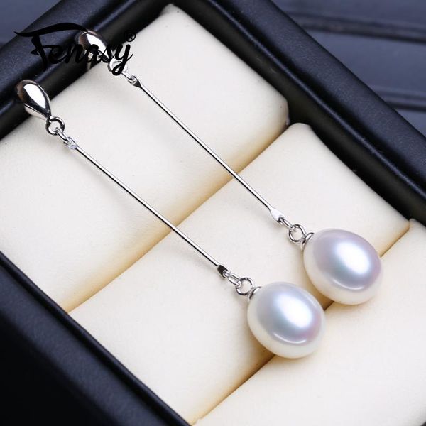 

dangle & chandelier fenasy natural pearl earrings for women elegant water drop shaped classic bridal jewelry 925 sterling silver long