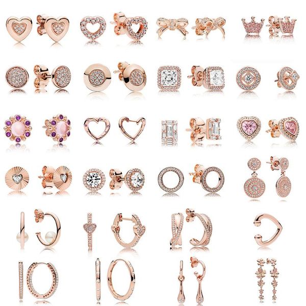 

stud 2021 s925 sterling silver flashing water drops heart-shaped fashion earrings women's logo exquisite high-end jewelry, Golden;silver