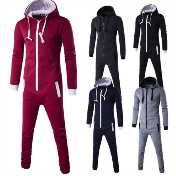 

men teddy sleep lounge sleepwear one piece male jumpsuits hooded onesies for men hooded zip up rompers, Gray