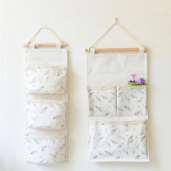 

storage boxes & bins lavender fresh home cotton and linen hanging bag wall decoration three pocket grocery storage1