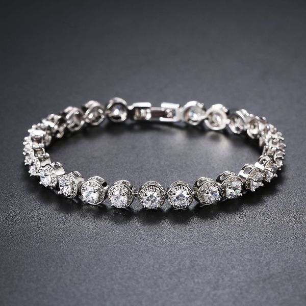 

new round zircon bracelet valentines day gift fashion bracelet roman bracelet foreign trade wholesale, Golden;silver