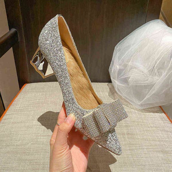 

dress shoes 5119-7 pointed heel's thick heels autumn 2022 french high sense xiuhe wedding drs annual meeting single shoes, Black