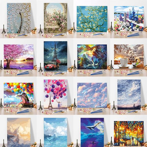 

imagine scenery paint by numbers hand painted home decor kits drawing canvas diy oil coloring painting pictures by bbydfo