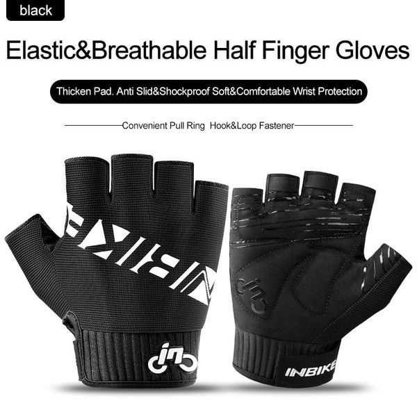 

inbike half finger велоспорт перчатки против пота мужчины женщины дышащие спортивные перчатки mtb велосипедные перчатки sqcmpj, Black