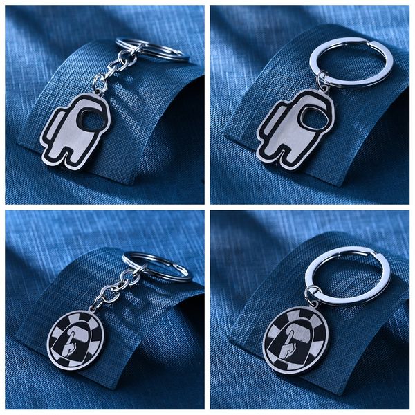 4 игры в стилях среди сша брелок из нержавеющей стали из нержавеющей стали, Red;brown