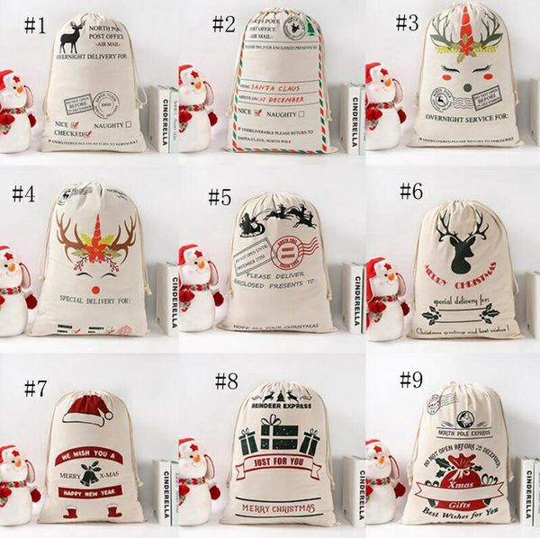 

gift bags cotton sacks canvas monogrammable sack drawstring bag christmas decorations santa claus deer kkb2763