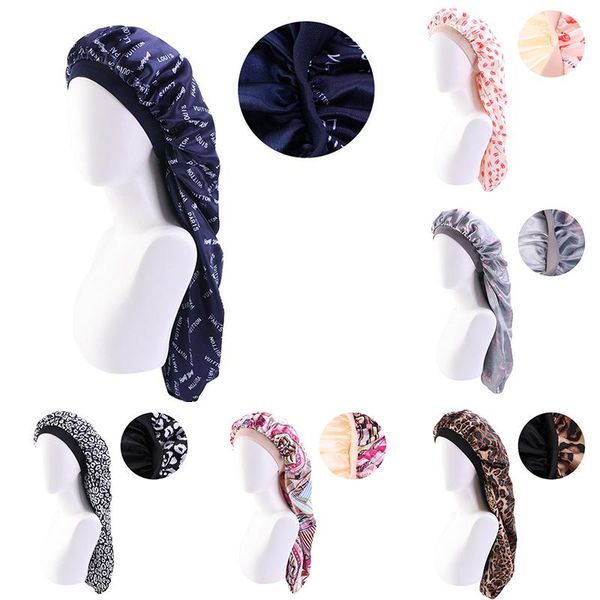 

1PC Double-Layer Satin Night Hat, Hair Care Perm Cap, Beauty Salon Hat, Blue;gray