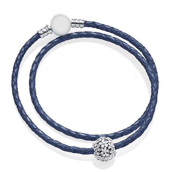 

2019 new jewelry silver pure purple shiny small red flower double ring bracelet fashion gift women diy accessories, Black