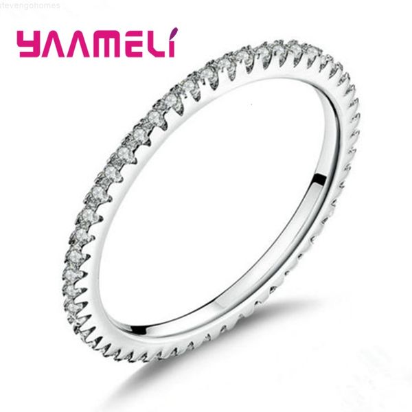 

fashion round clear cubic zirconia stackable finger new rings for women 925 sterling silver trendy full rhinestone whole