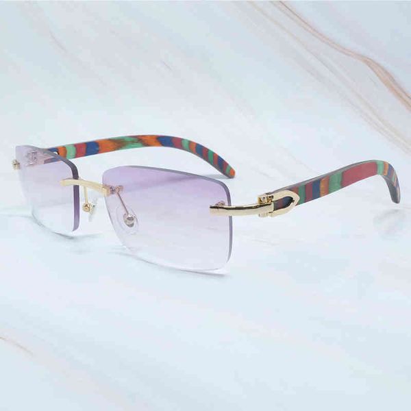 

2022 factory wholesale mens rimless wooden fashion summer shades color craved wood luxury sunglass for women gafas sol qmba, White;black