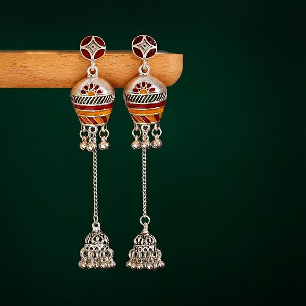 

богемные длинные кисточки винтажные серьги для женщин kolczyki boho bells цветочные серьги kolczyki bouges d oreille femme, Silver