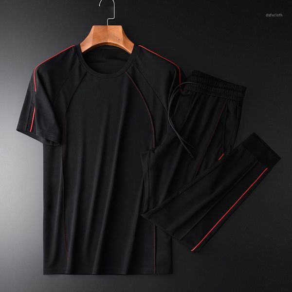 

new summer mens sets (t-shirts+pants) round collar short sleeve t-shirts elastic waist male sets with pnats plus size 4xl1, Gray