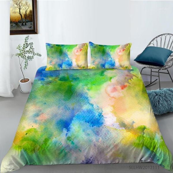 

bedding sets colorful set golden duvet cover water ripple wave color ink bed 2/3pcs luxury bedspread1