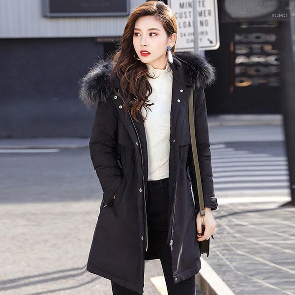 

jacket fashion spring autumn new warm zipper cotton-padded clothes long sleeves hooded pockets loose coat female outwear c 8621, Black