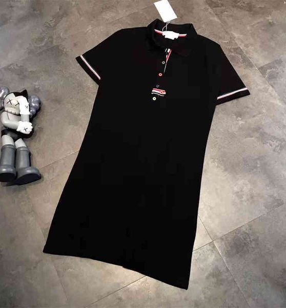 

2022 factory wholesale new fashion tb + spring and summer seven button sleeve color strip splicing college style age reducing white polo ski, Black;gray