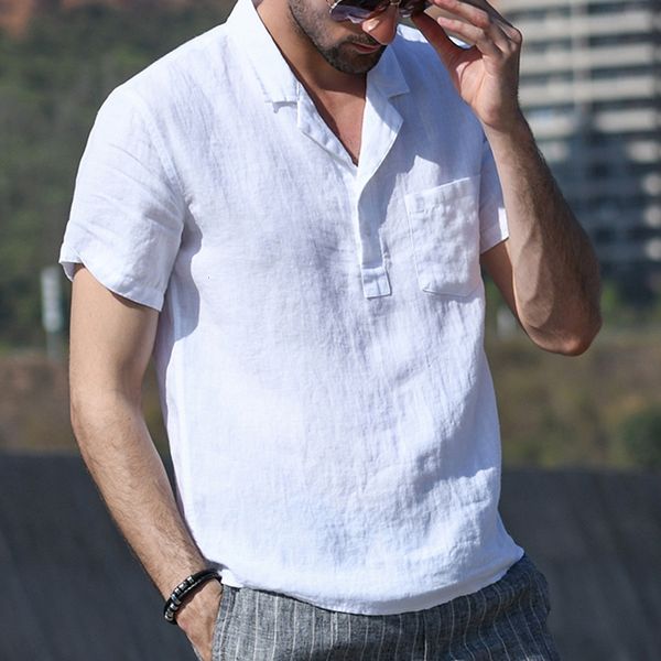 

spring new men's casual chinese style lapel slim cotton linen shirt, White;black