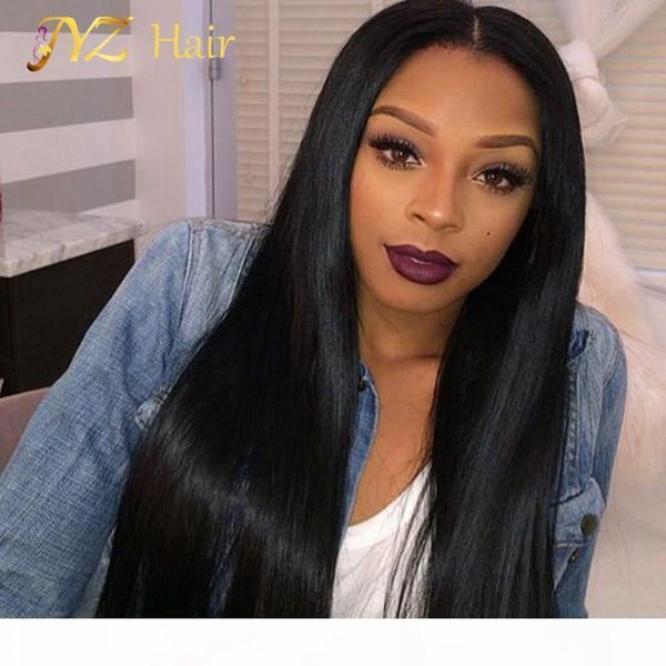 

jyz long straight full lace human hair wigs lace front human hair wig with bleched knots full lace wig peruvian virgin hair wigs, Black;brown