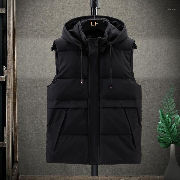 

mens jacket sleeveless vest winter new fashion casual coats male cotton-padded men's vest outwear thicken waistcoats windproof1, Black;white