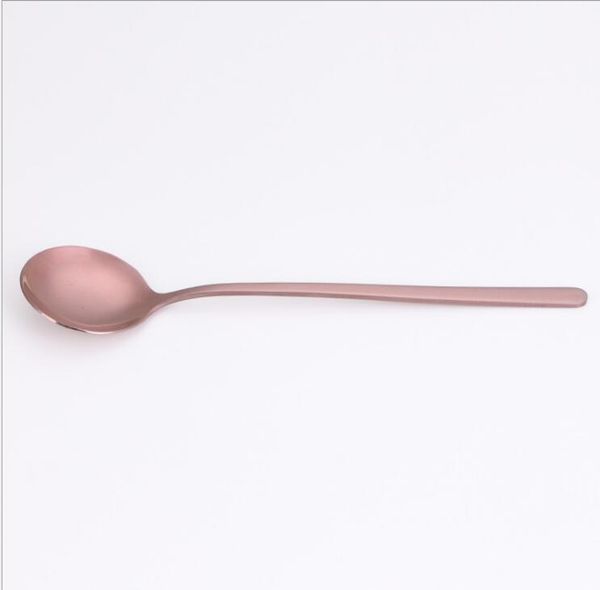 

flatware stainless steel drink spoons round edge cake dessert spoon coffe stirrer portable titanium plating heat kitchen tools dhd832